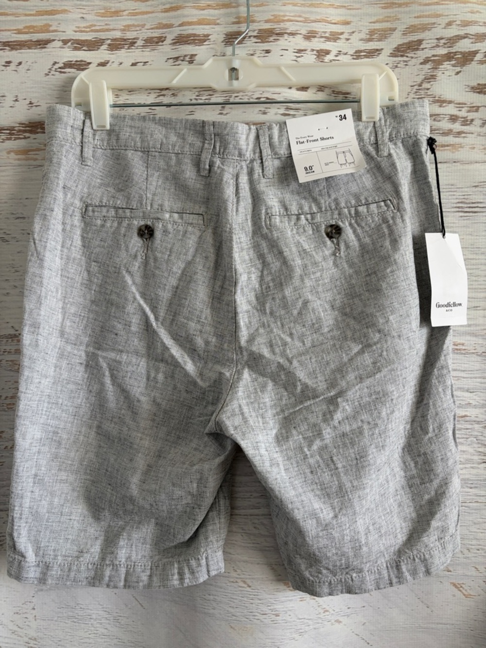 Goodfellow & Co Light Gray Men’s Flat-Front Linen-Blend Shorts - Picture 3 of 8